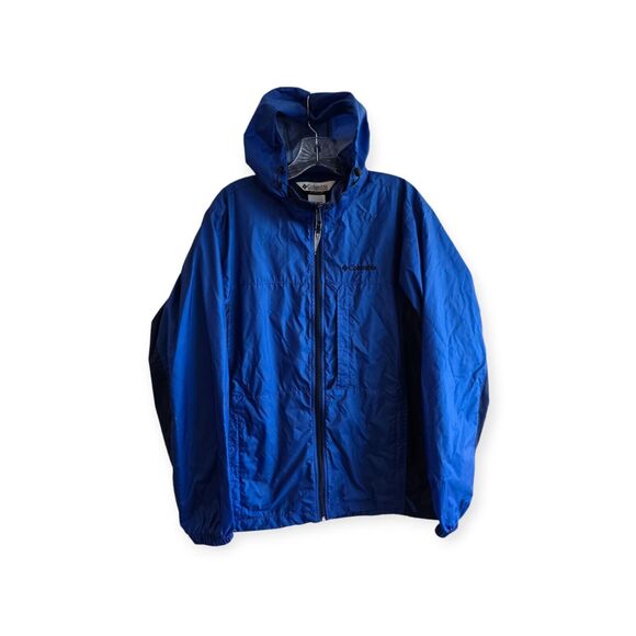 Columbia Mens Blue Navy Long Sleeve Full Zip Windbreaker Jacket Size M Pockets - Picture 1 of 7
